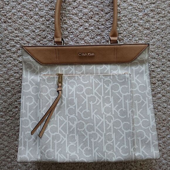 Calvin Klein beige & Brown Satchel Shoulder Bag - Picture 2 of 11